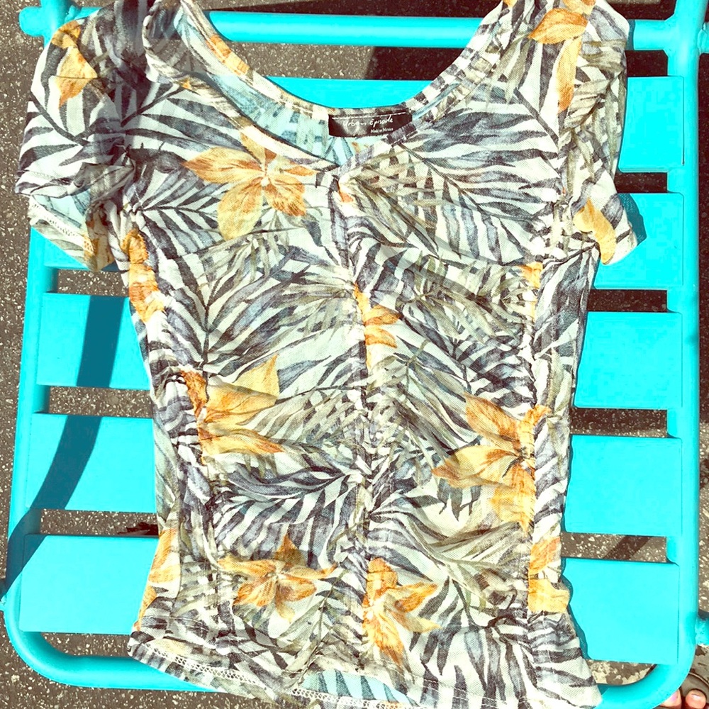 S Urban Episode sheer mesh floral/zebra print top